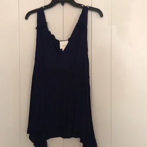 Anthropologie navy hi/low sleeveless blouse in L